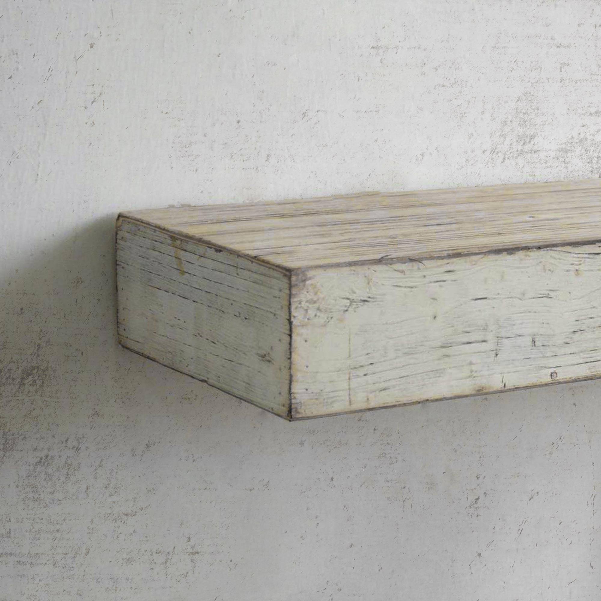 Small Whitewashed Wood Floating Wall Shelf